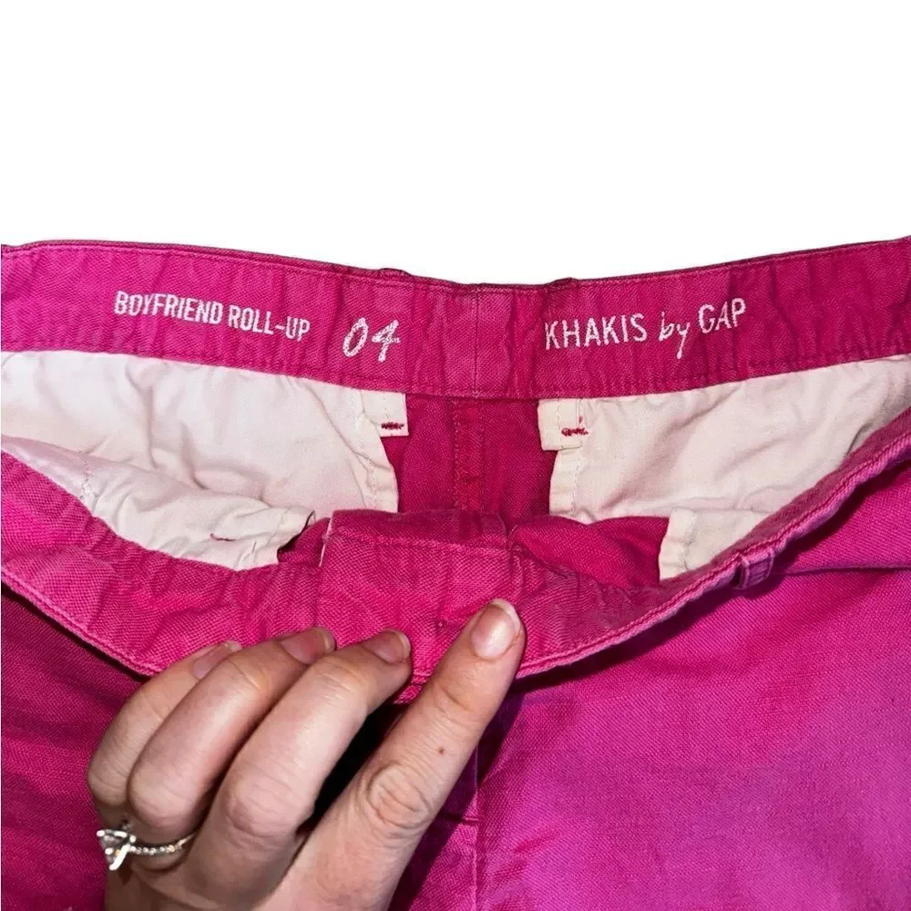 Gap Women's  'The Boyfriend Roll-Up' Linen Cotton Blend Shorts in Pink - Size 4